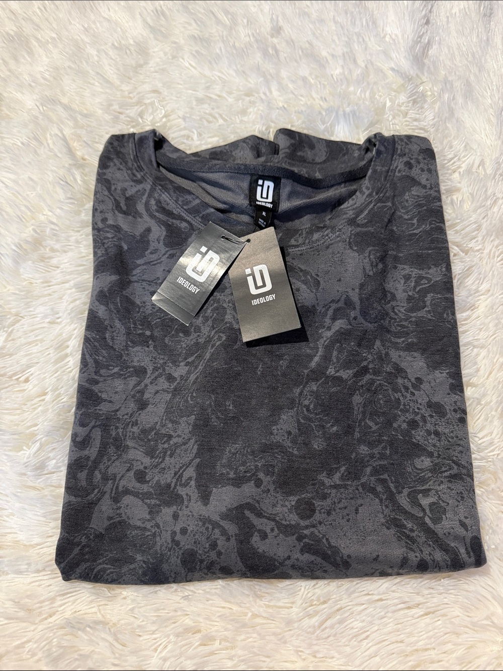 Ideology Men's Charcoal Black Marbled Short Sleeve Tee